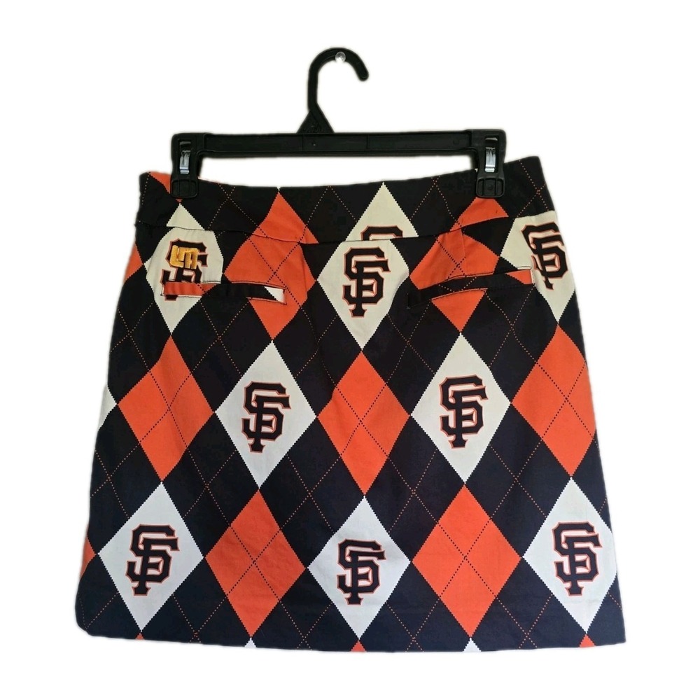 Loudmouth Ladies Performance Golf Skort Argyle Plaid Sz 2 San Francisco Giants - Picture 2 of 10